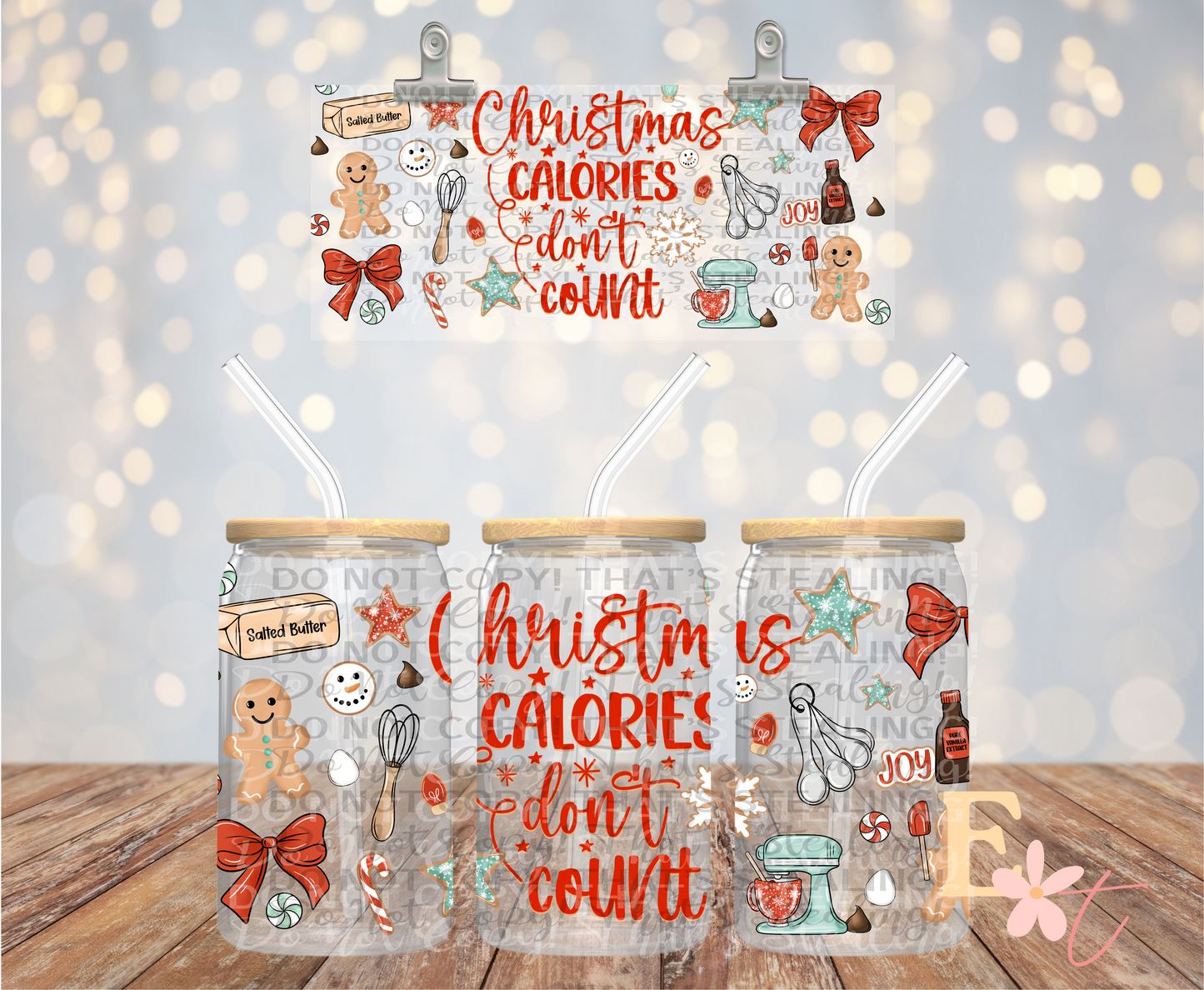 Christmas Calories 16oz UV DTF Wrap