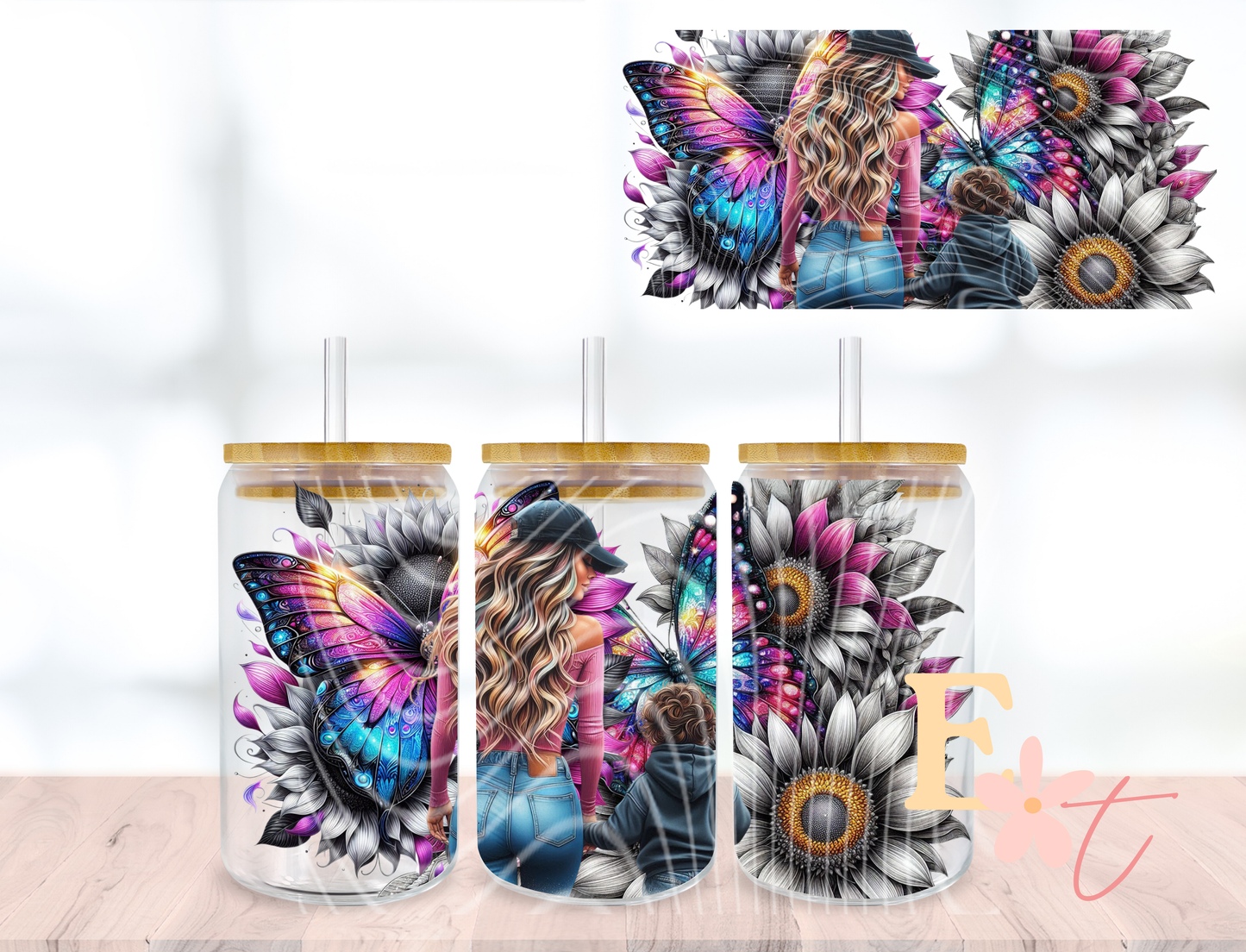 Berry Bear Christmas 20oz Tumbler Sublimation Wrap UV DTF wrap for 16oz Libbey glass