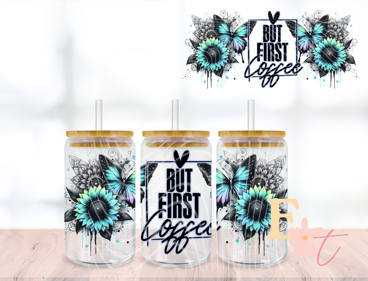 Coffee First 16oz Libbey UV DTF Wrap