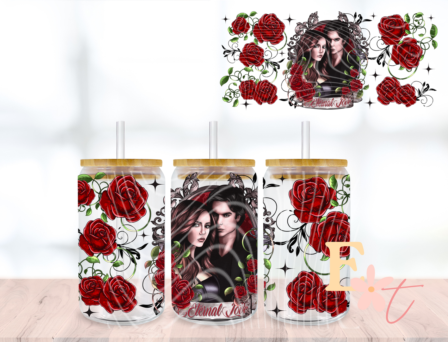 Tattoo Beauty Girl 20oz Tumbler Sublimation Wrap UV DTF wrap for 16oz Libbey glass