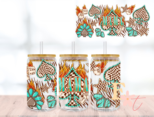 Brown & Teal Highland 20oz Tumbler Sublimation Wrap UV DTF wrap for 16oz Libbey glass