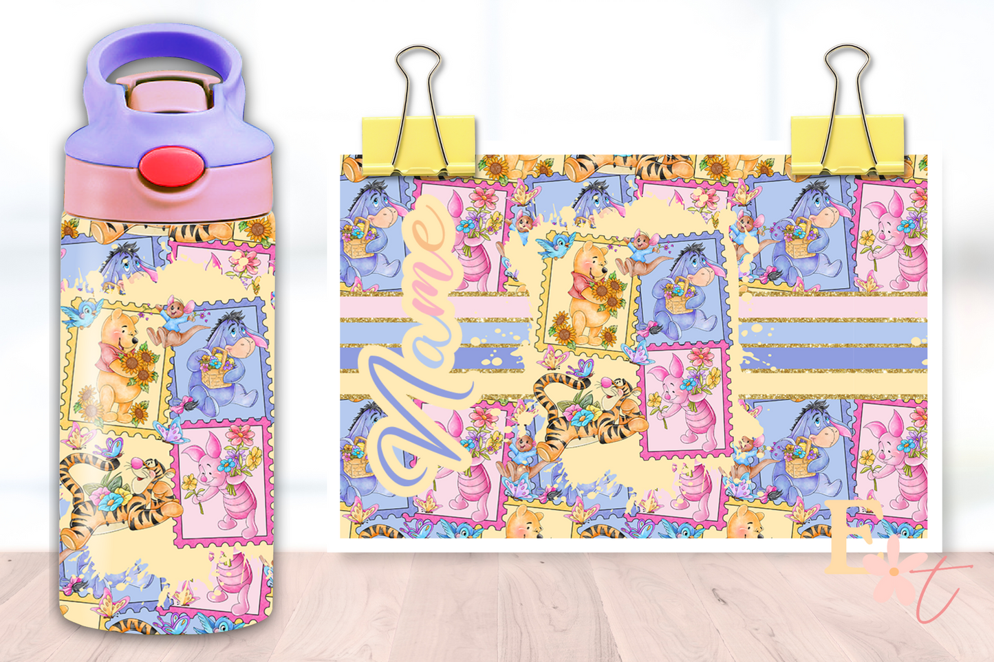 Floral Bee UV DTF wrap for 16oz Libbey glass