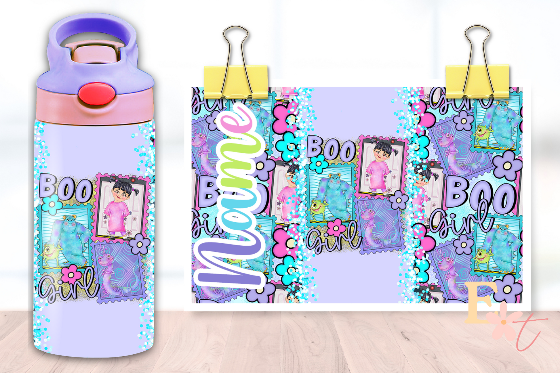 Pastel Cutesy Chick Chick UV DTF wrap for 16oz Libbey glass