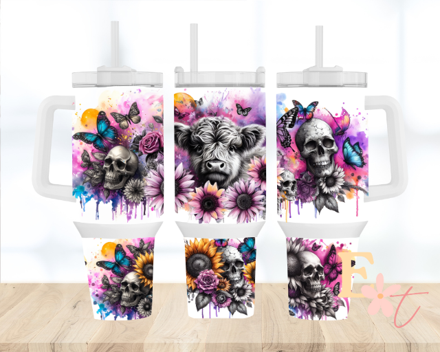 Skull Highland 40oz Tumbler Sublimation Wrap