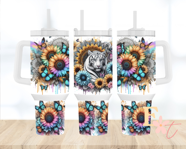 Floral Tiger 40oz Tumbler Sublimation Wrap