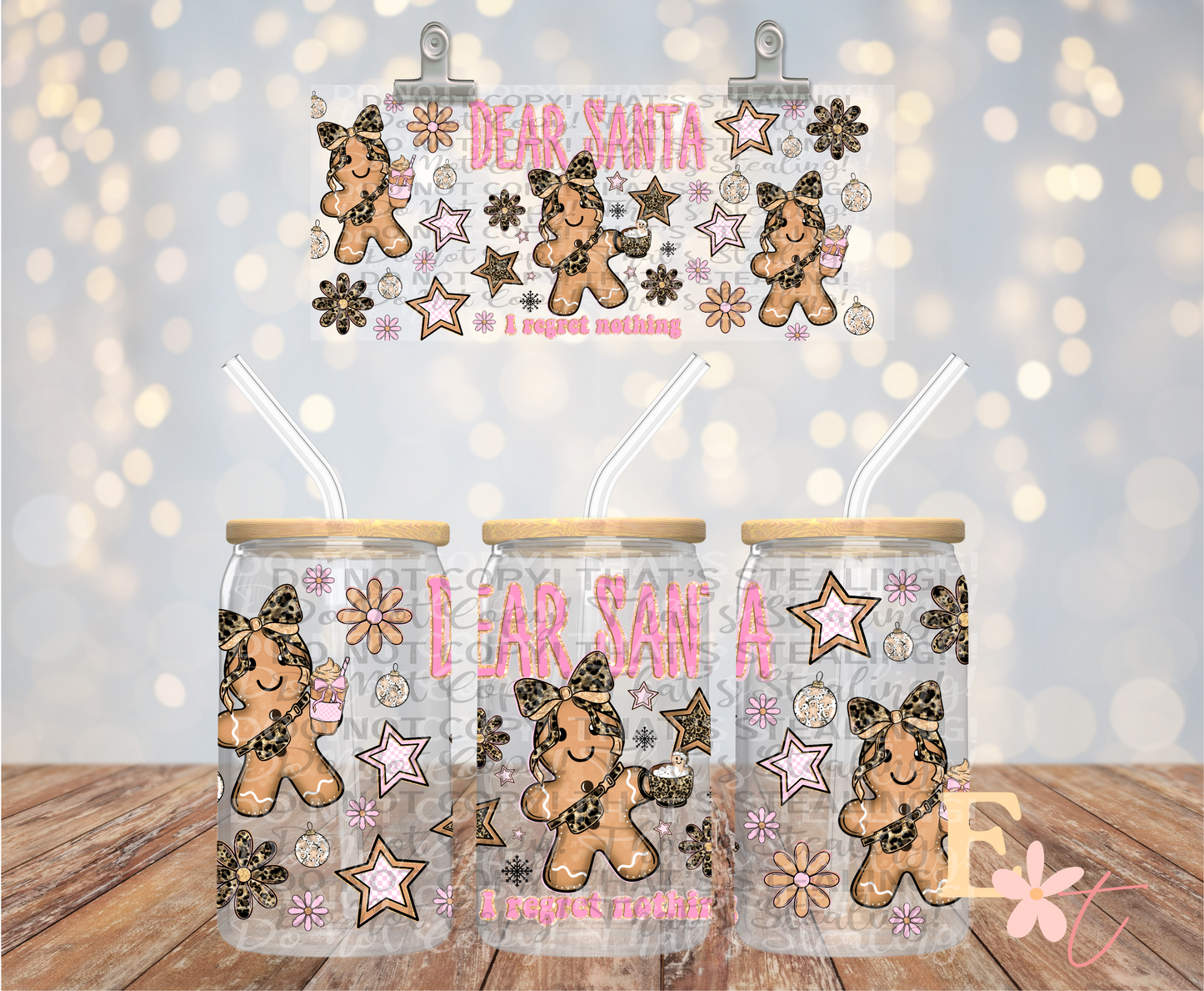 Dear Santa 16oz UV DTF Wrap