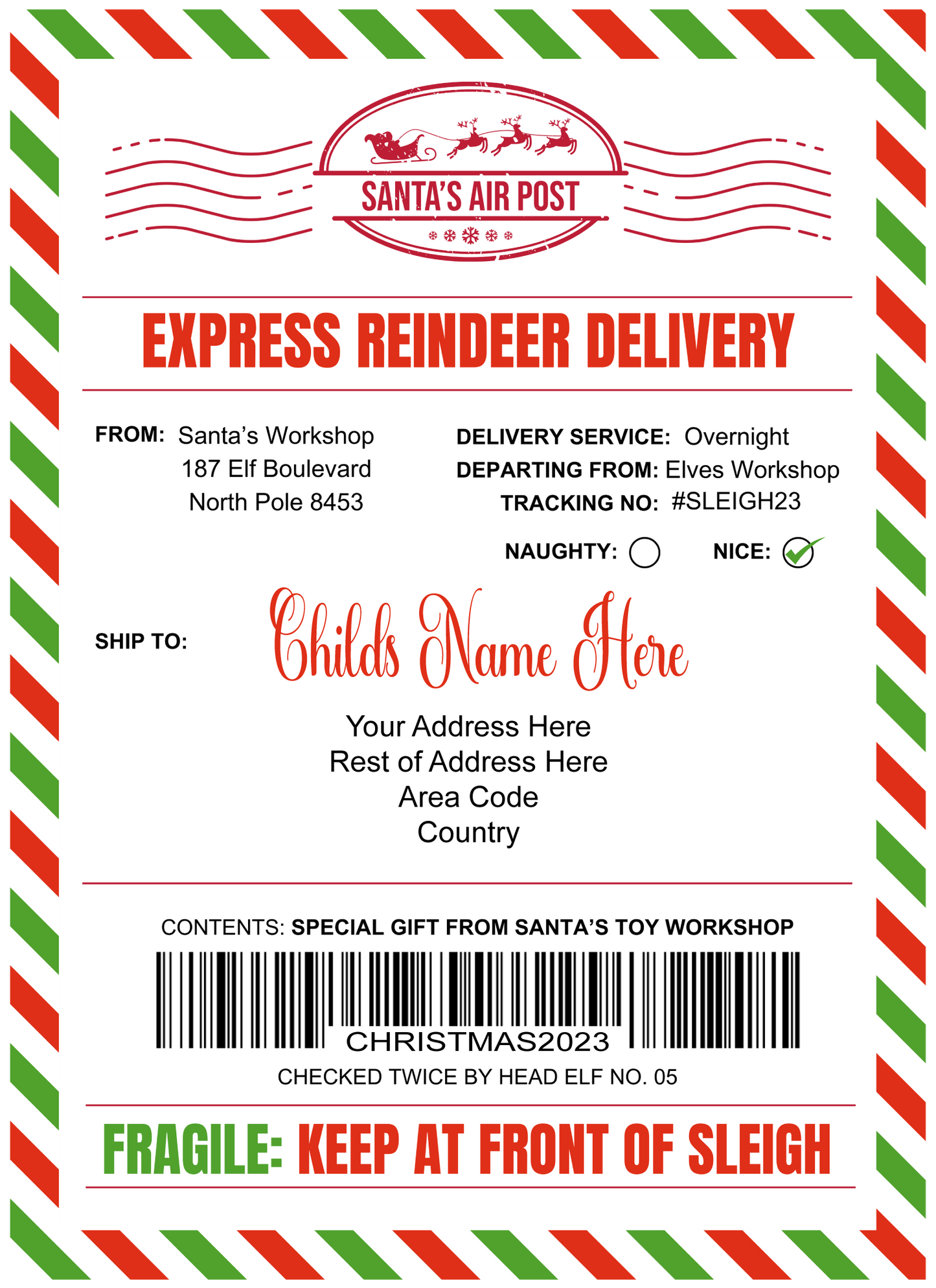 Christmas Parcel Label Personalised
