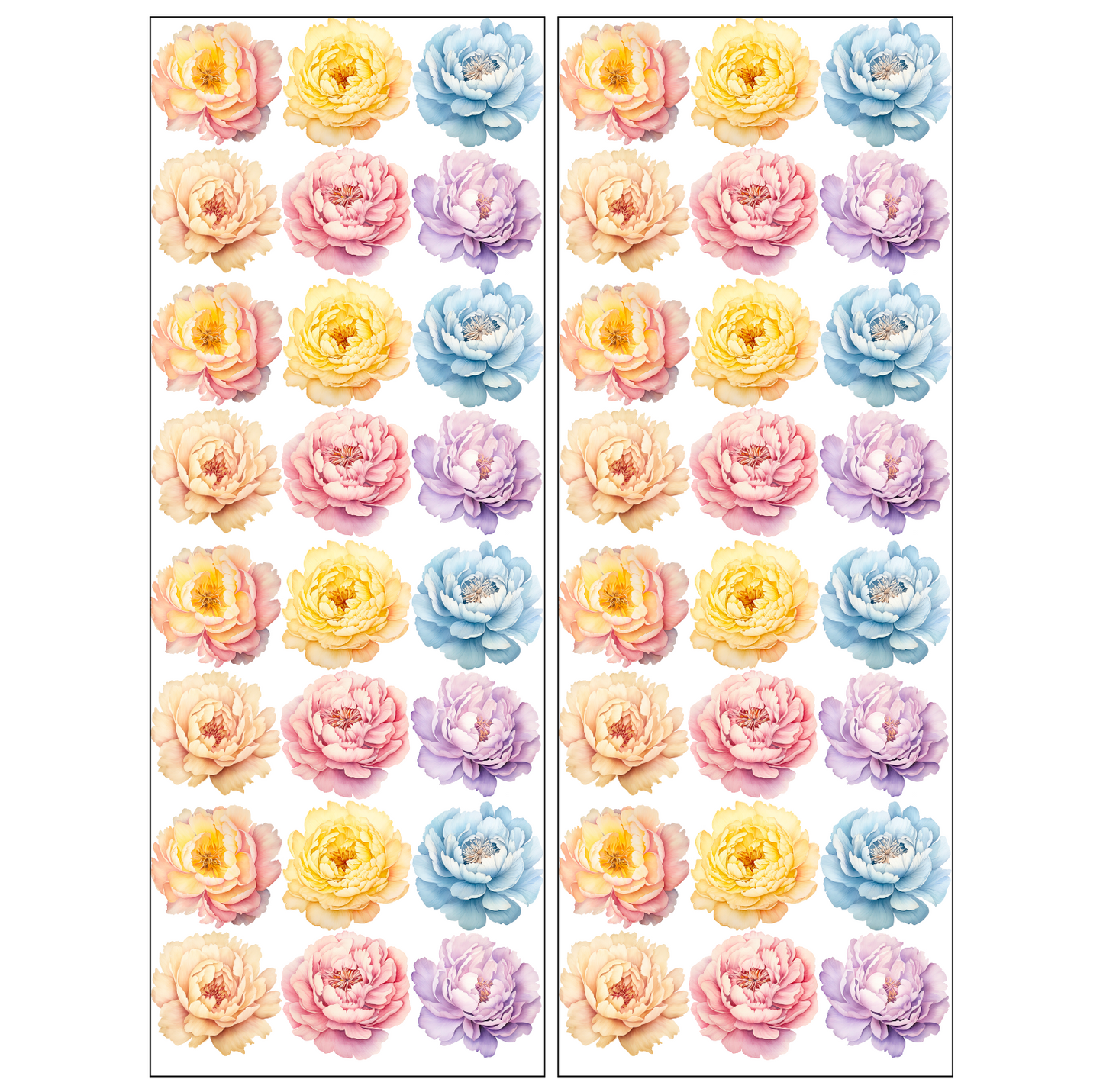 Pastel Peony Flower Wall Decals