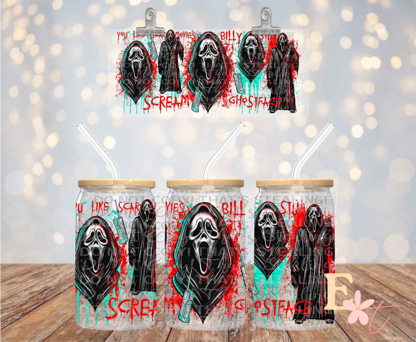 Scream 16oz Libbey UV DTF Wrap