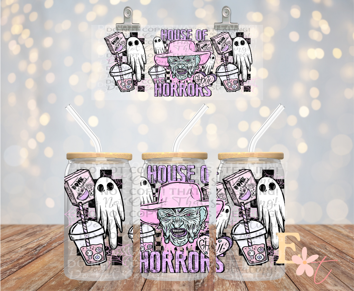 House of Horrors Creeper 16oz Libbey UV DTF Wrap