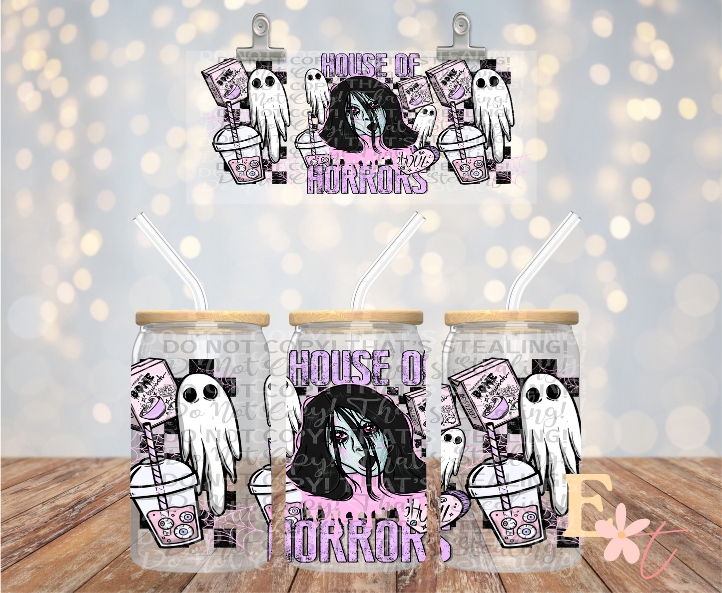 House of Horrors 16oz Libbey UV DTF Wrap