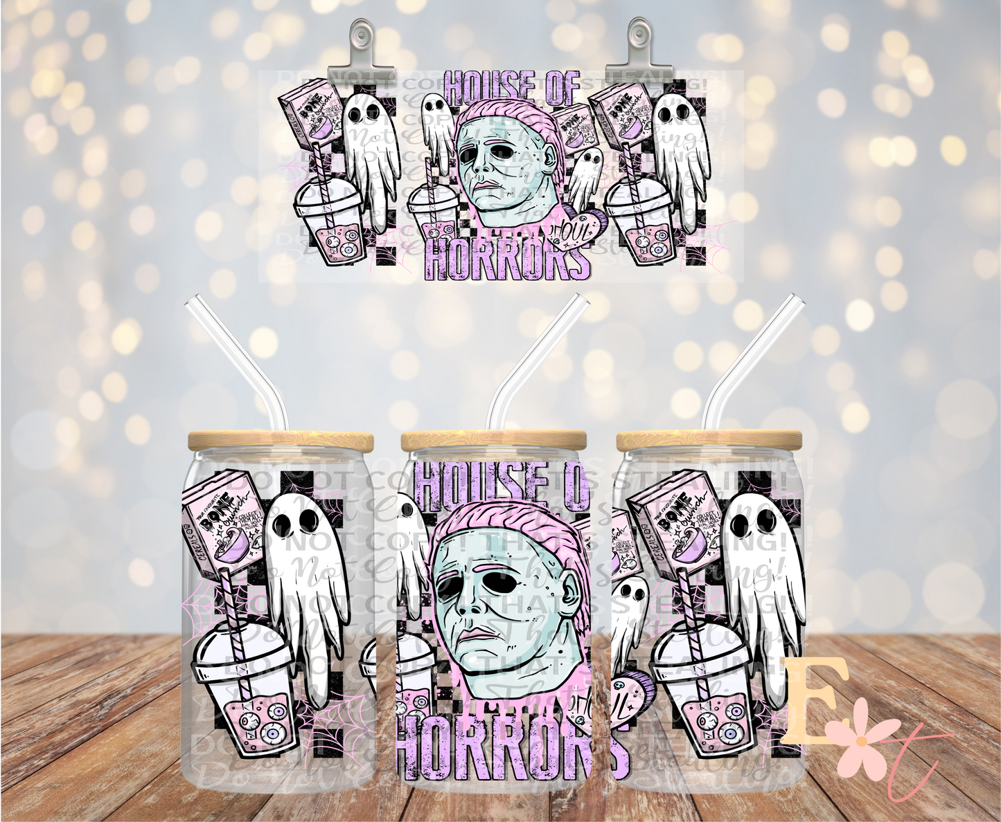House of Horrors Mike 16oz Libbey UV DTF Wrap