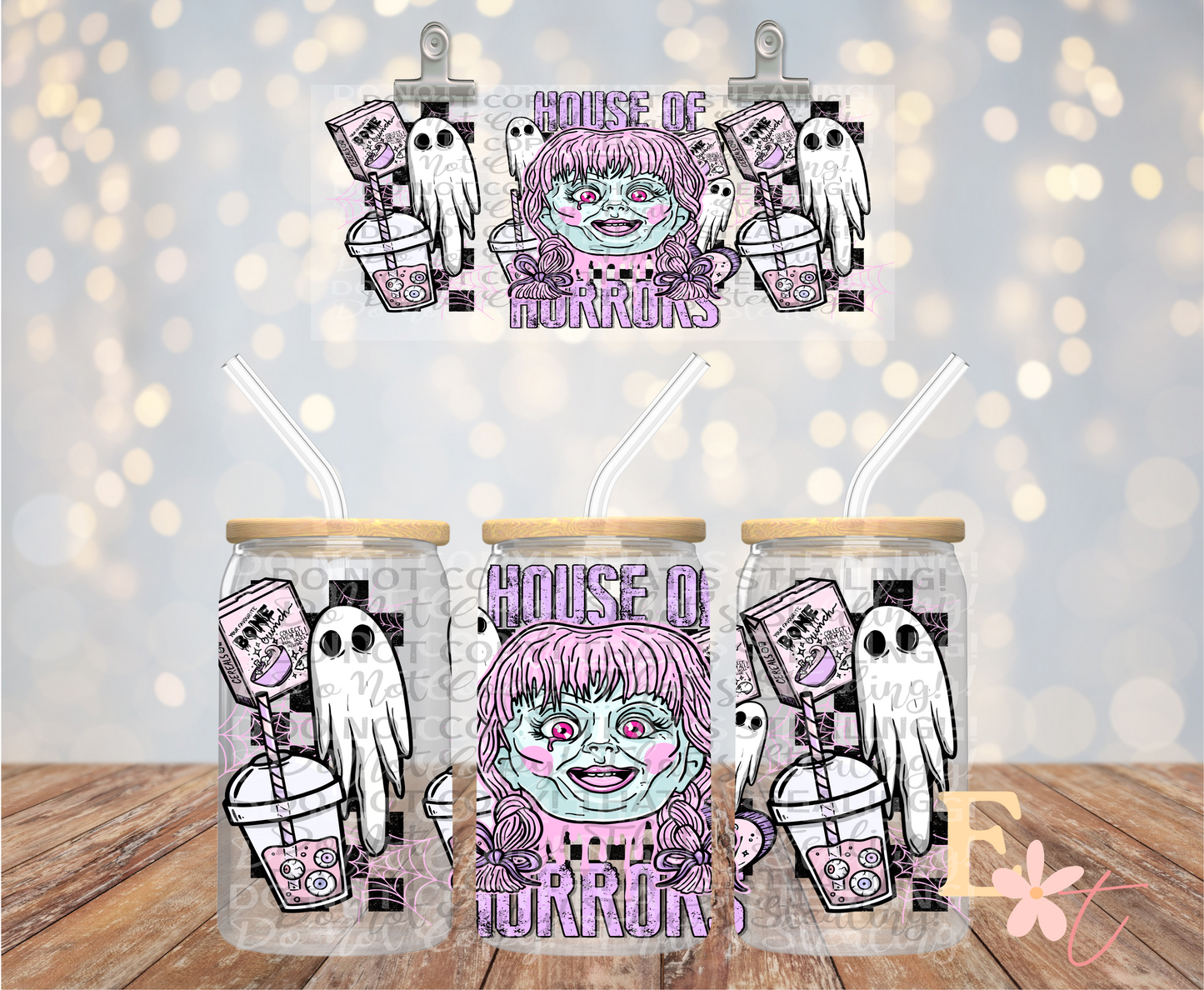 House of Horrors Anna 16oz Libbey UV DTF Wrap