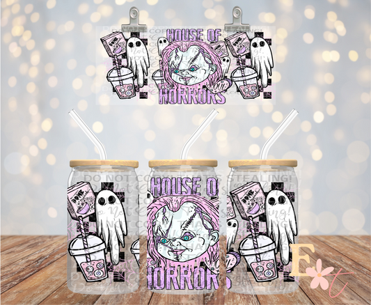 House of Horrors Chuck 16oz Libbey UV DTF Wrap