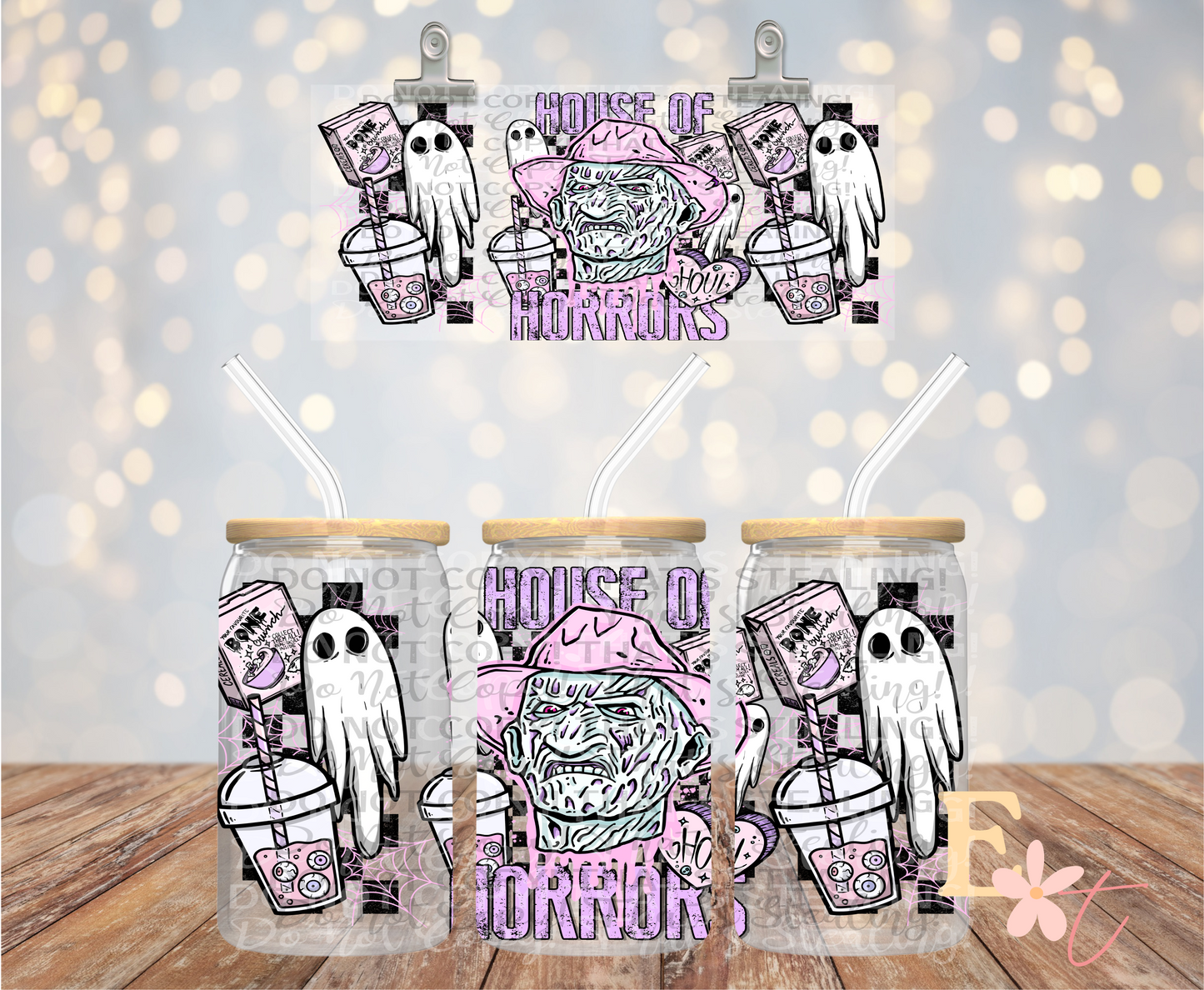 House of Horrors Fred 16oz Libbey UV DTF Wrap