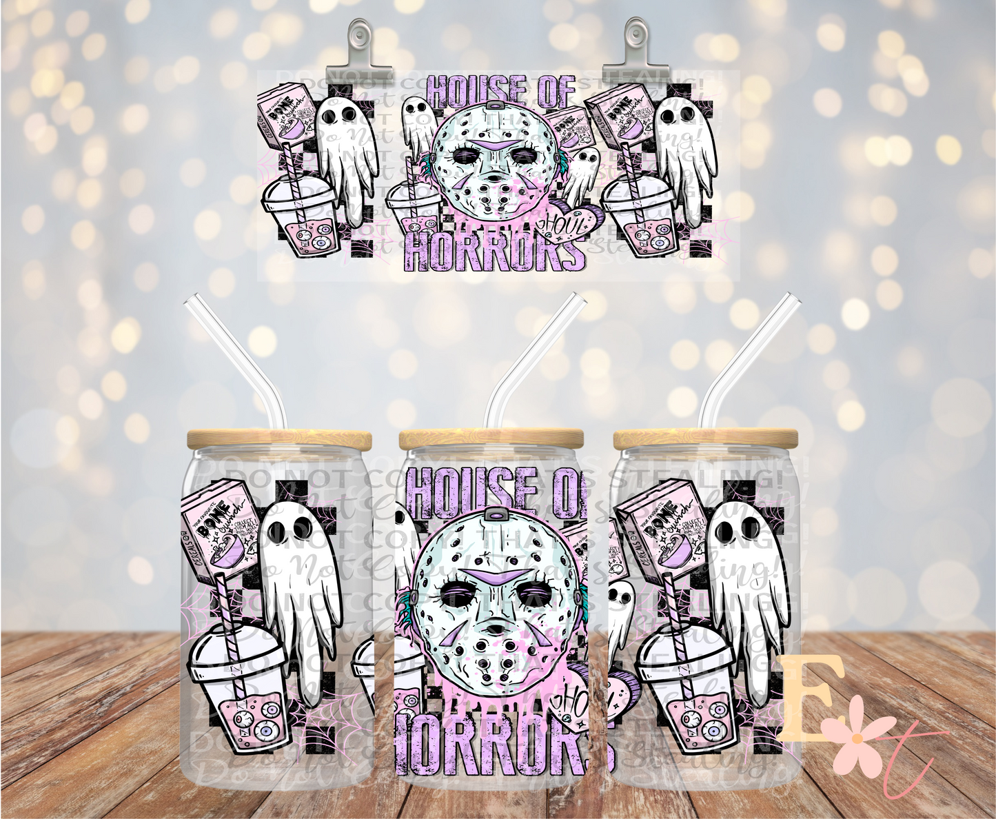 House of Horrors Jason 16oz Libbey UV DTF Wrap