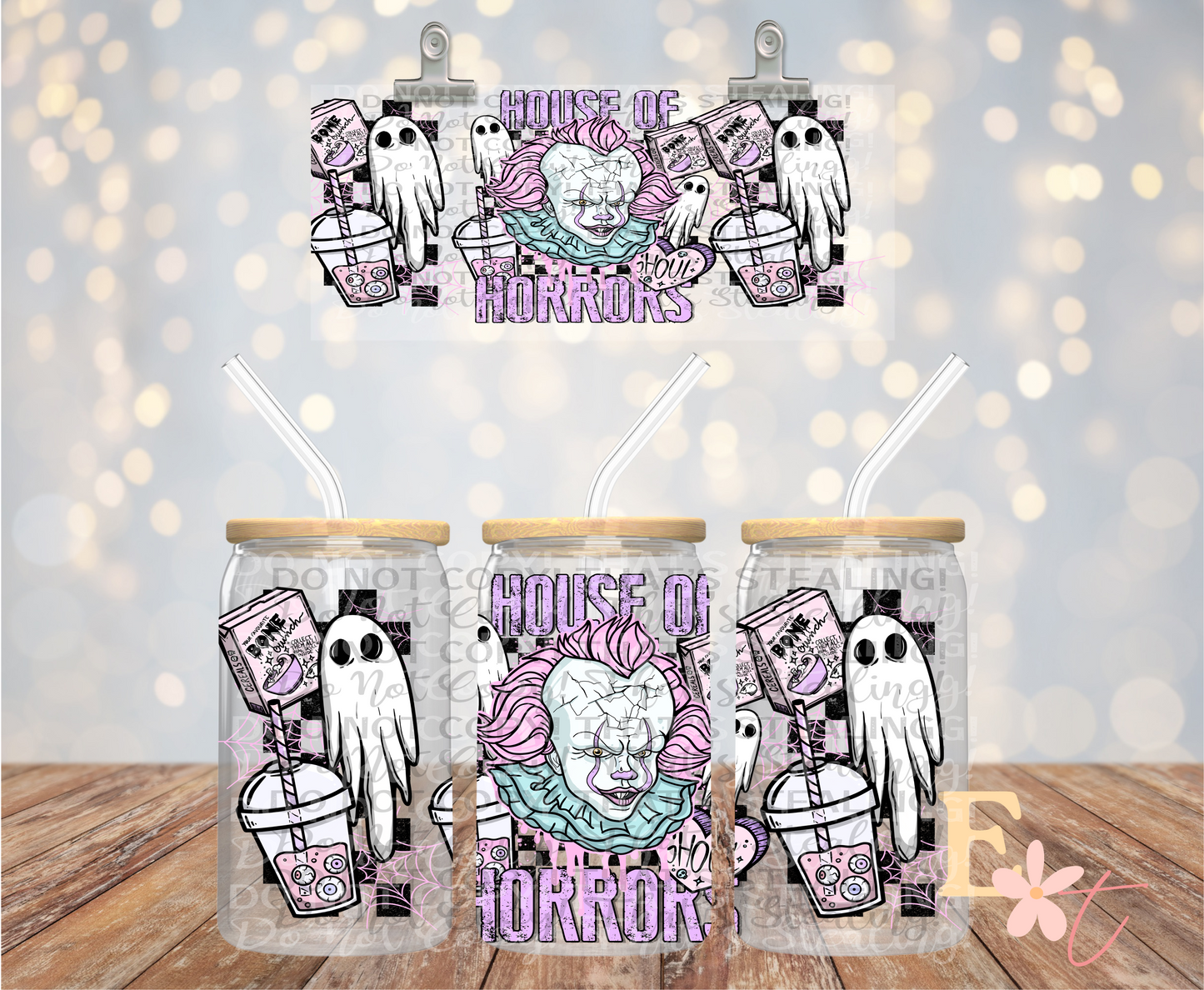 House of Horrors Pen Wise 16oz Libbey UV DTF Wrap