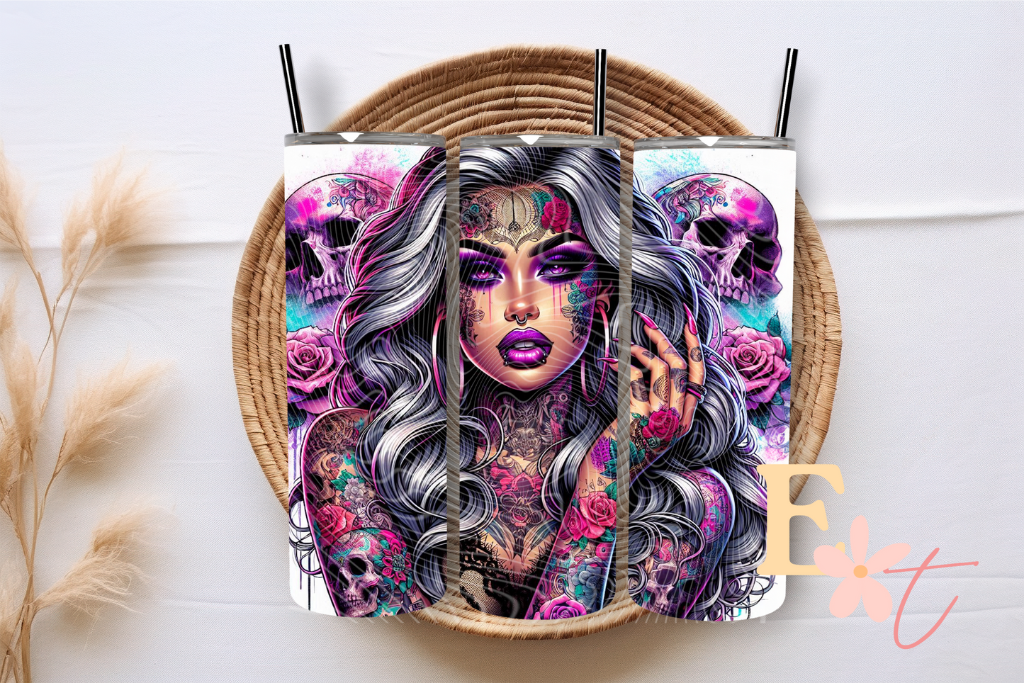 Tattoo Beauty Girl 20oz Tumbler Sublimation Wrap