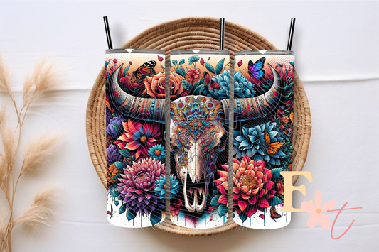 Bull Skull 20oz Tumbler Sublimation Wrap