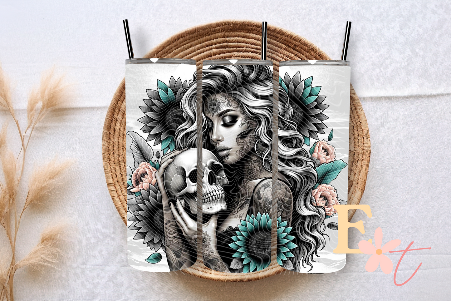 Girl and Skull 20oz Tumbler Sublimation Wrap