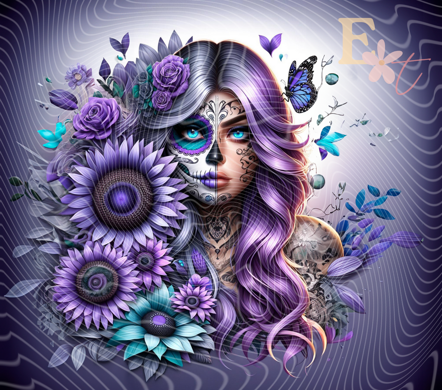 Purple Floral DOD 20oz Tumbler Sublimation Wrap