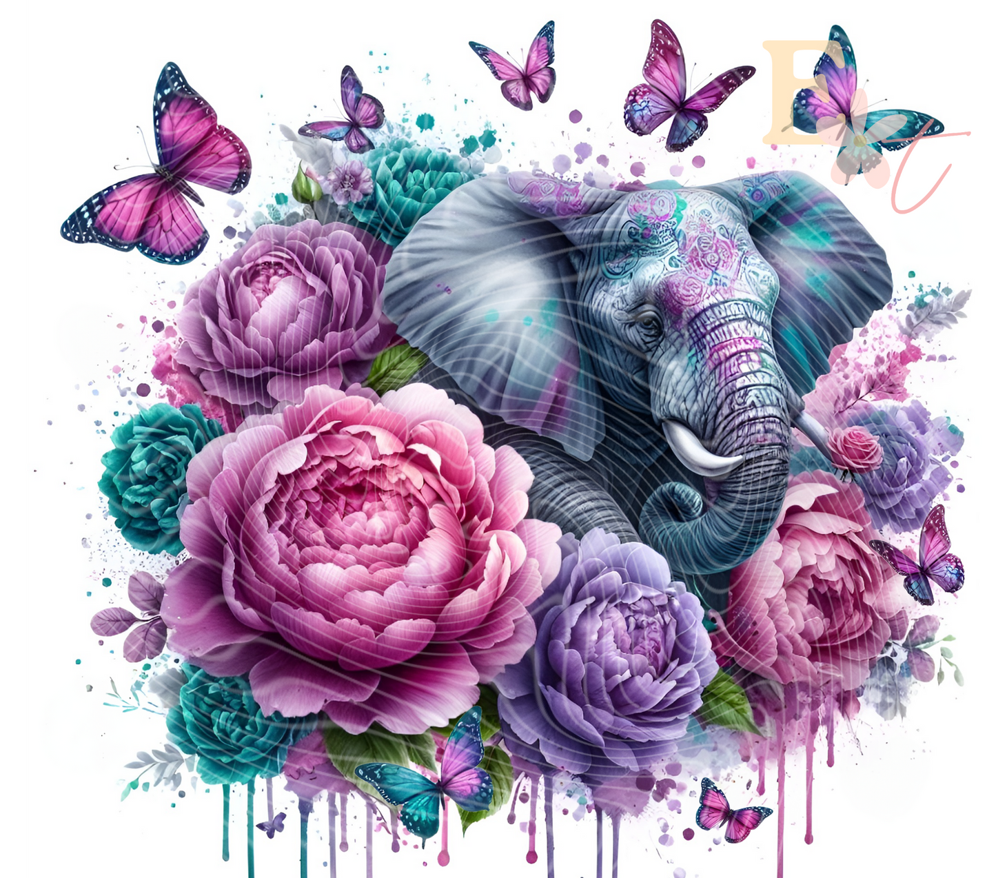 Floral Elephant 20oz Tumbler Sublimation Wrap