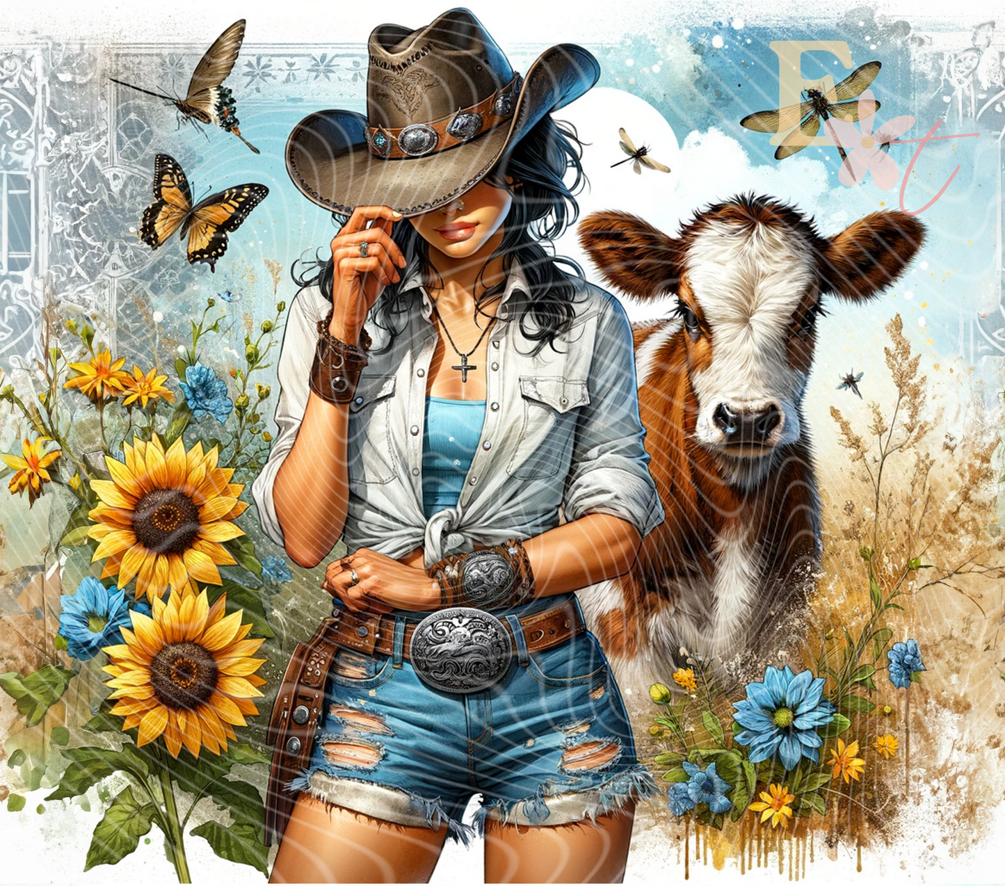 Girl and Her Cow 20oz Tumbler Sublimation Wrap