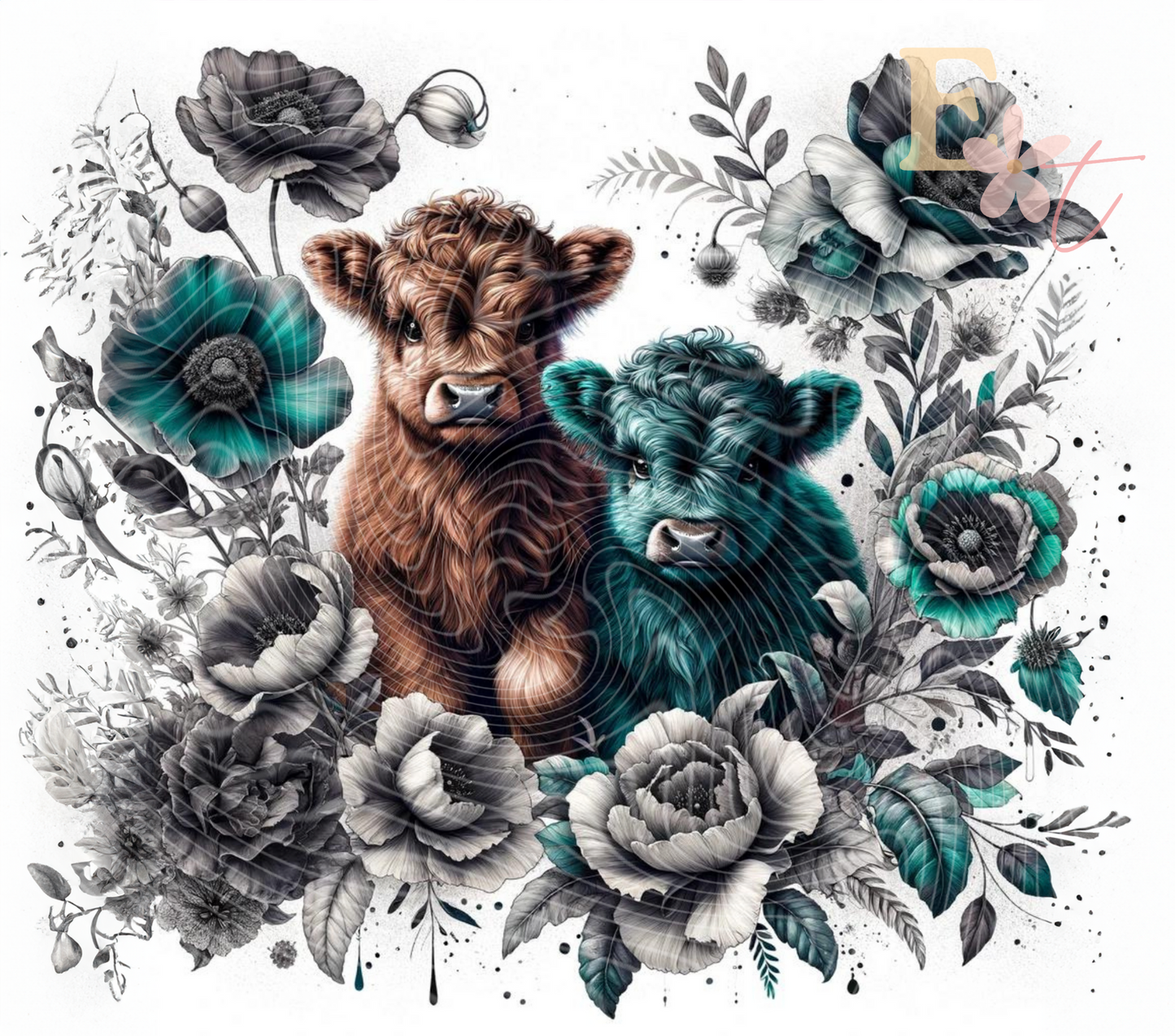 Teal Highland 20oz Tumbler Sublimation Wrap