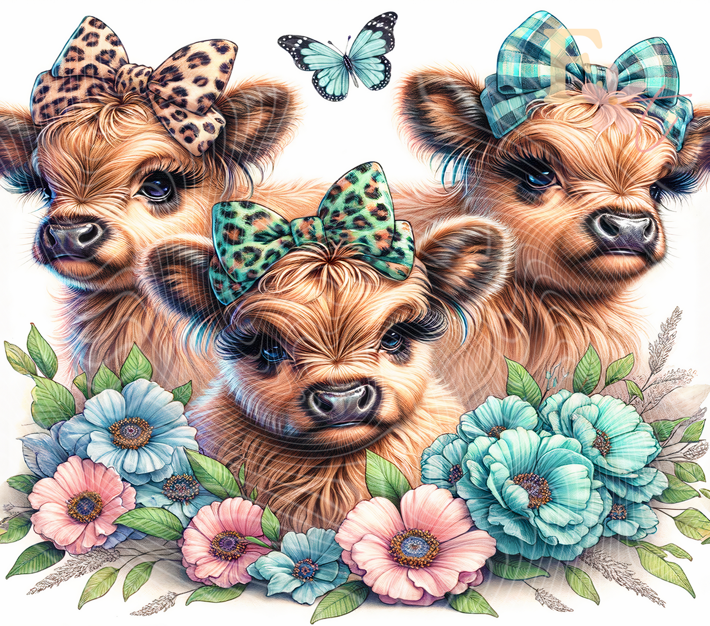 Three Bow Cows 20oz Tumbler Sublimation Wrap