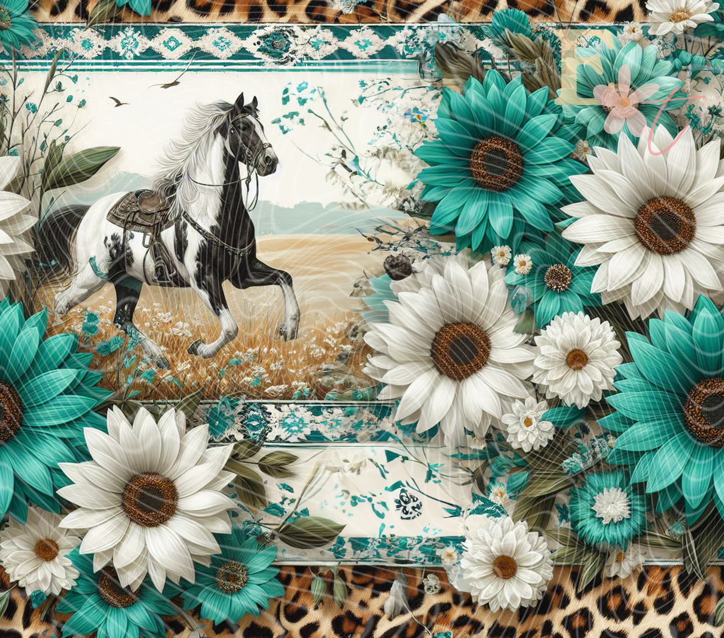 Floral Horse 20oz Tumbler Sublimation Wrap