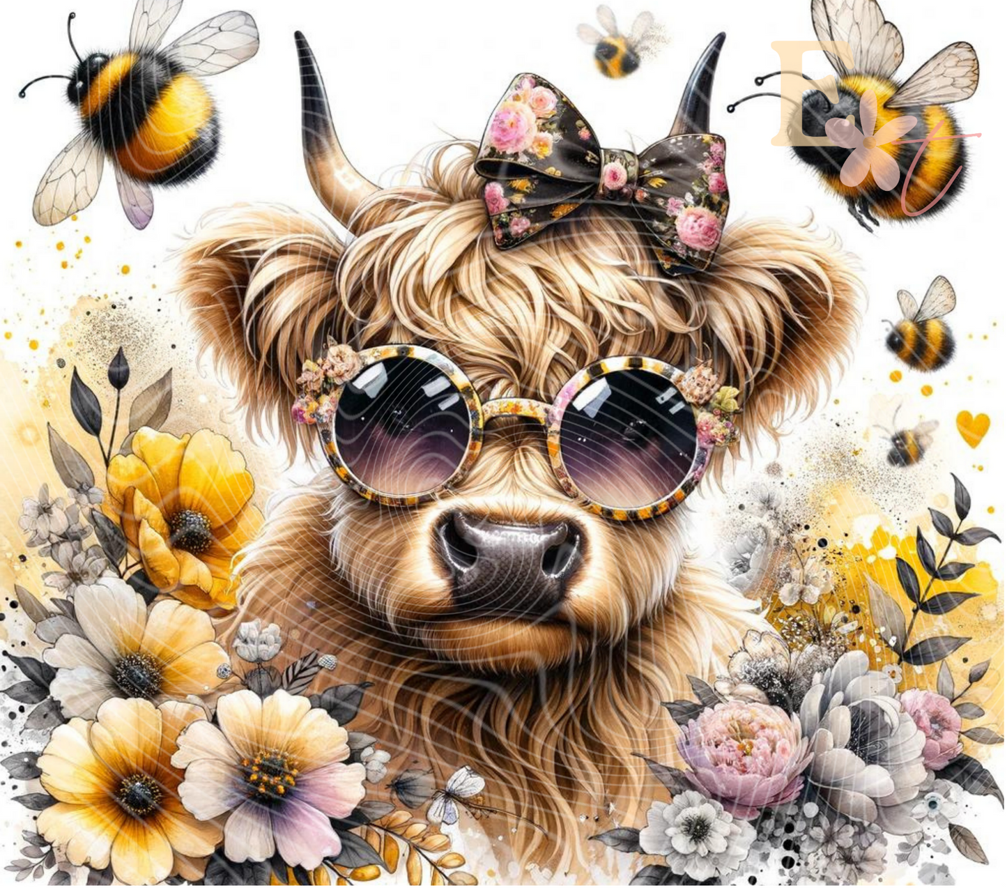Bee Highland 20oz Tumbler Sublimation Wrap
