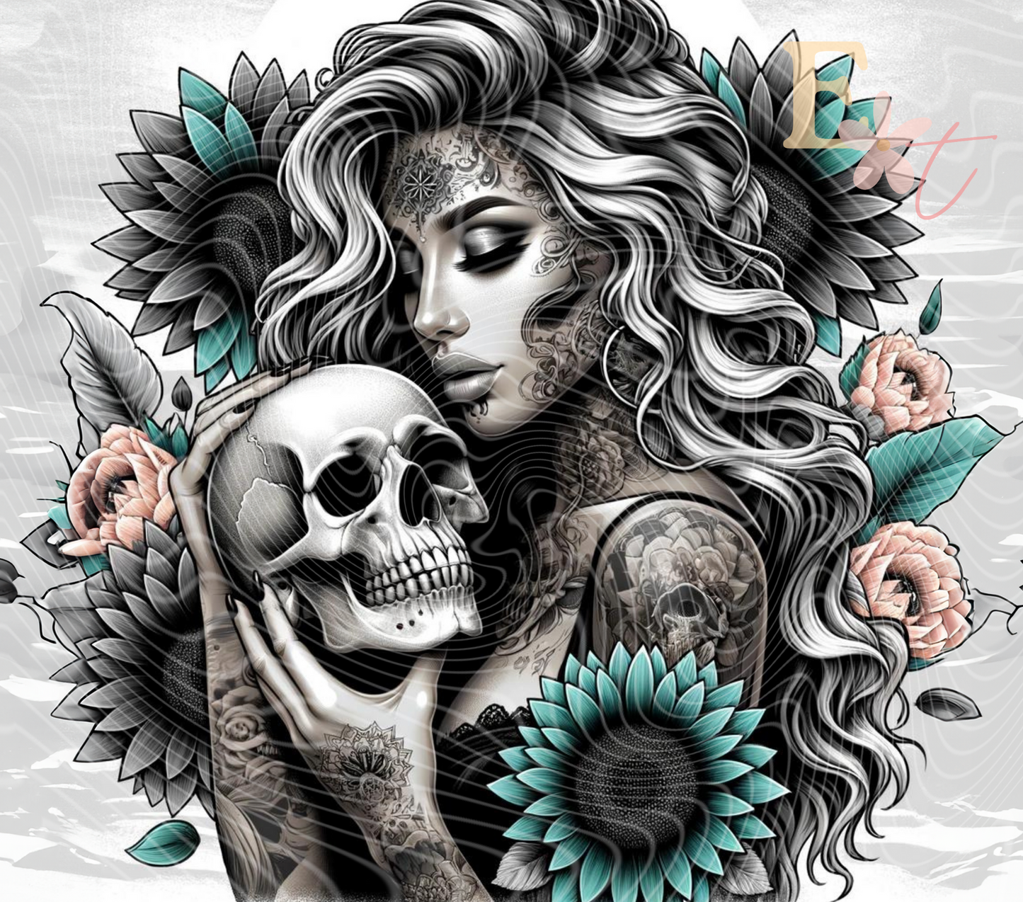 Girl and Skull 20oz Tumbler Sublimation Wrap