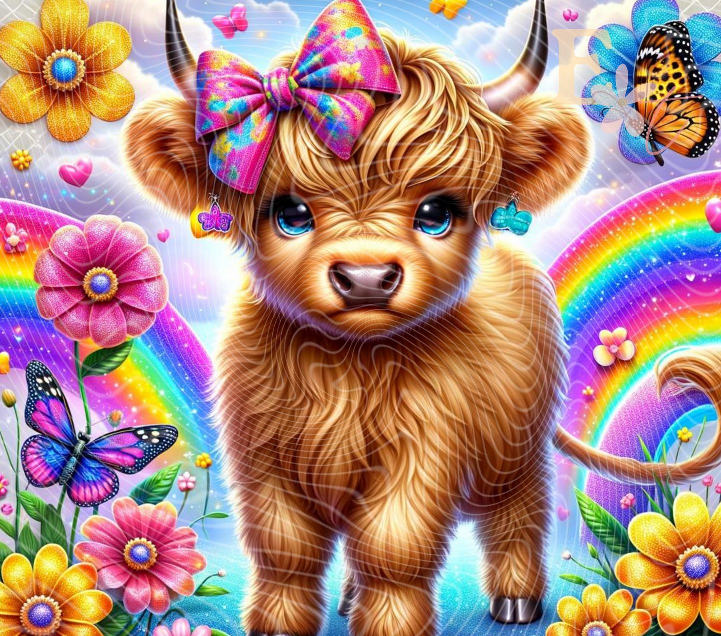 Rainbow Highland 20oz Tumbler Sublimation Wrap