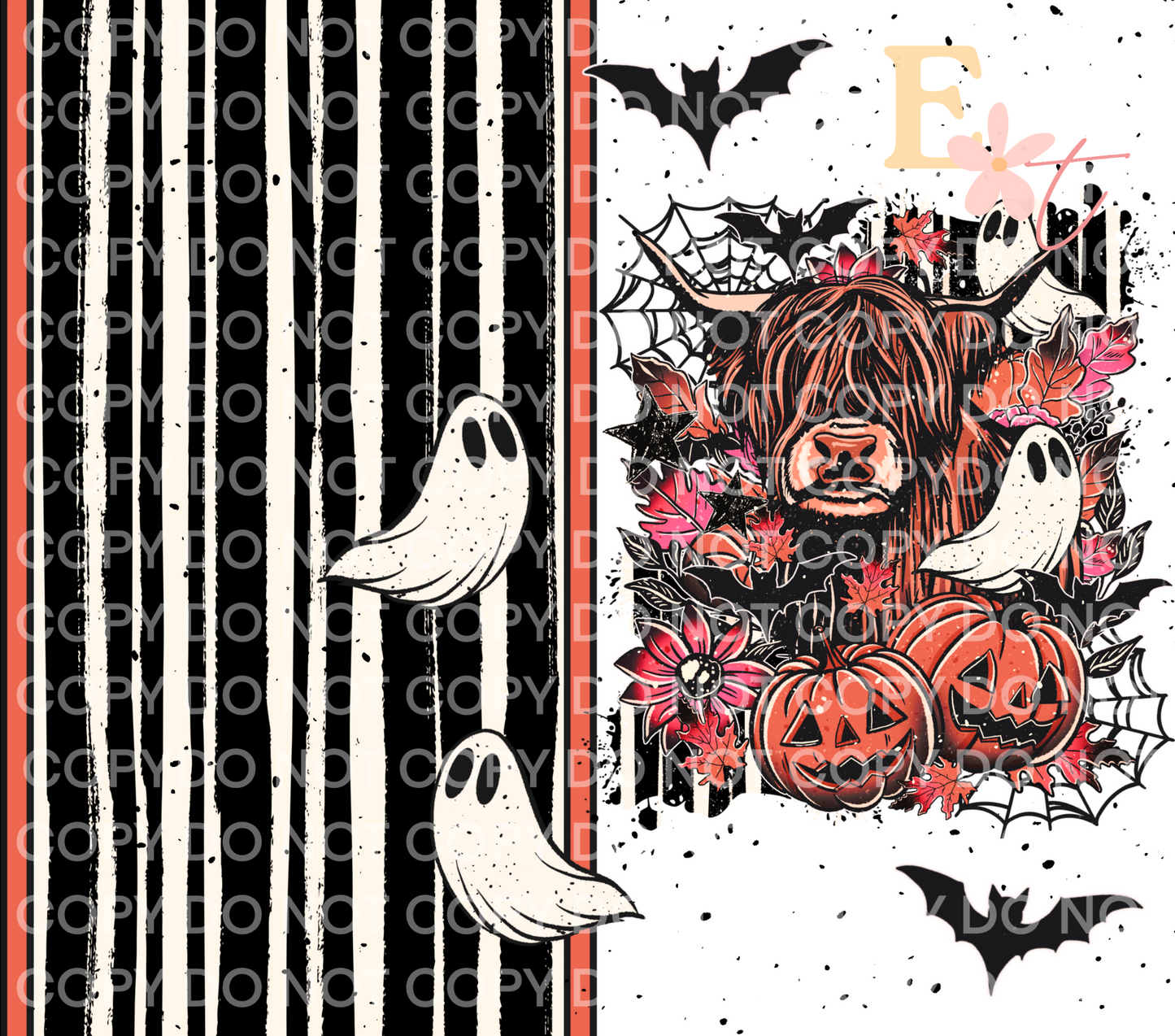 Spooky Highland 20oz Tumbler Sublimation Wrap