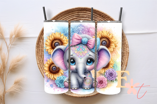 Sunflower Elephant 20oz Tumbler Sublimation Wrap