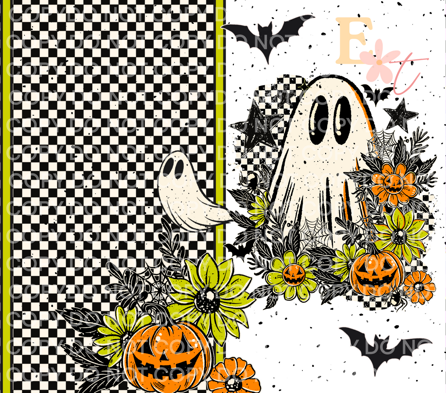 Floral Ghostie 20oz Tumbler Sublimation Wrap