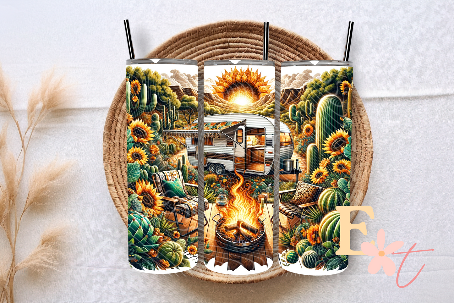Camping 20oz Tumbler Sublimation Wrap