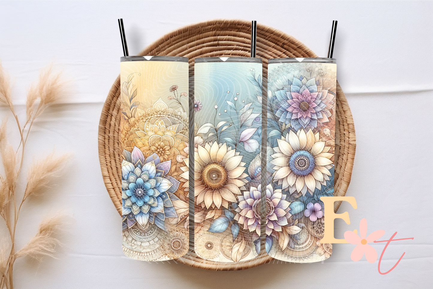 Watercolour Flowers 20oz Tumbler Sublimation Wrap