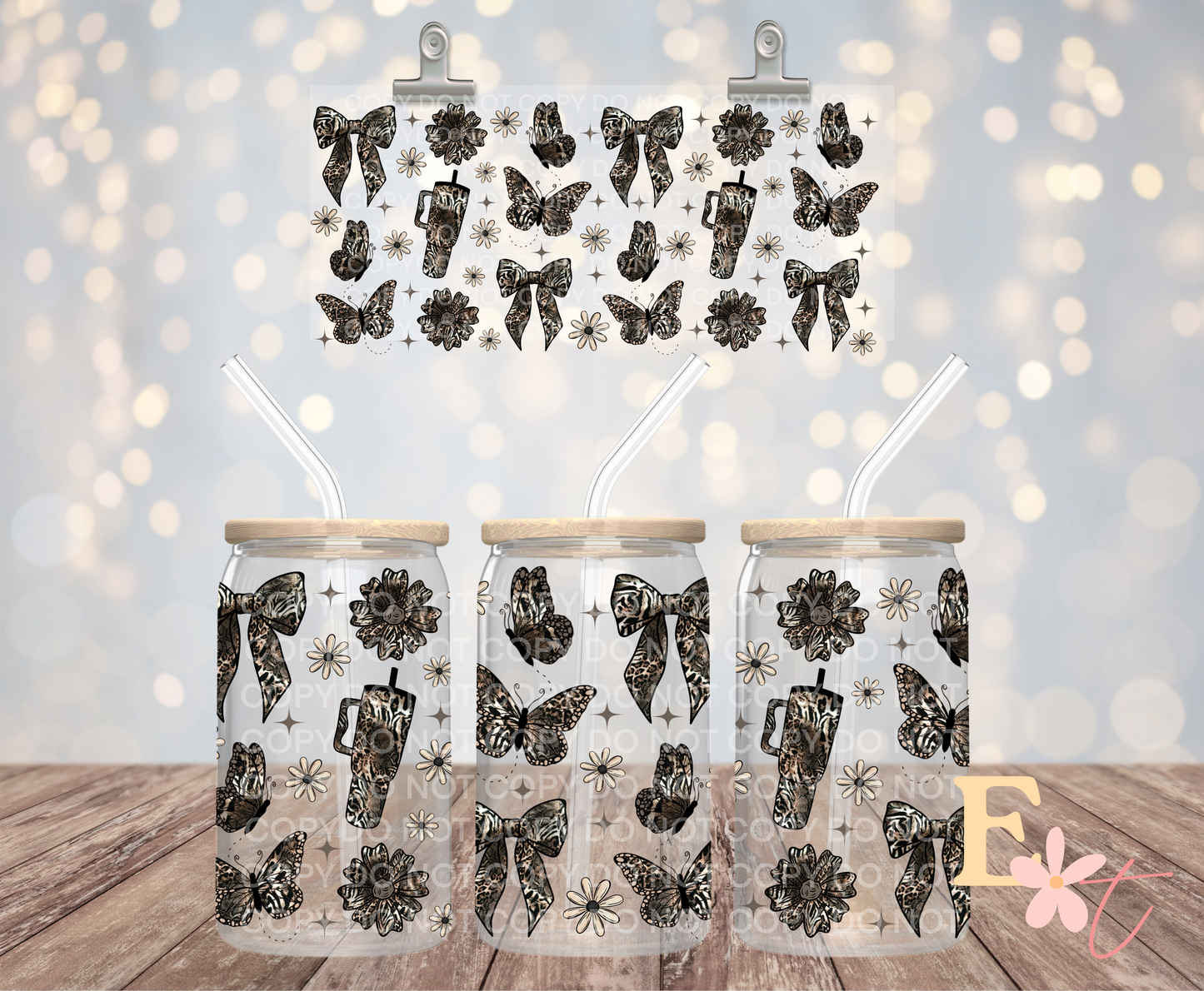 Butterflies and Bows 16oz UV DTF Wrap