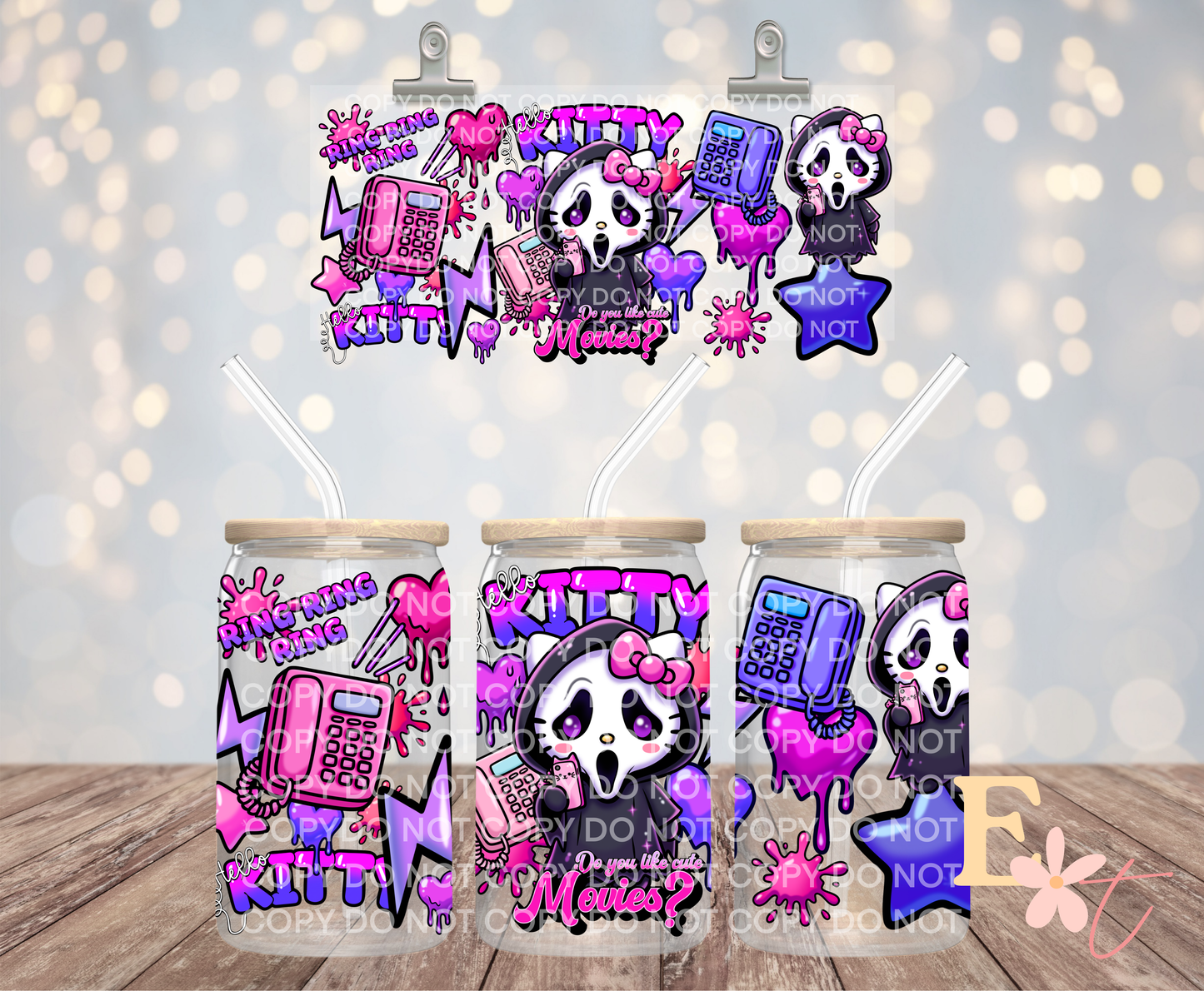 Cute Movie 16oz UV DTF Wrap