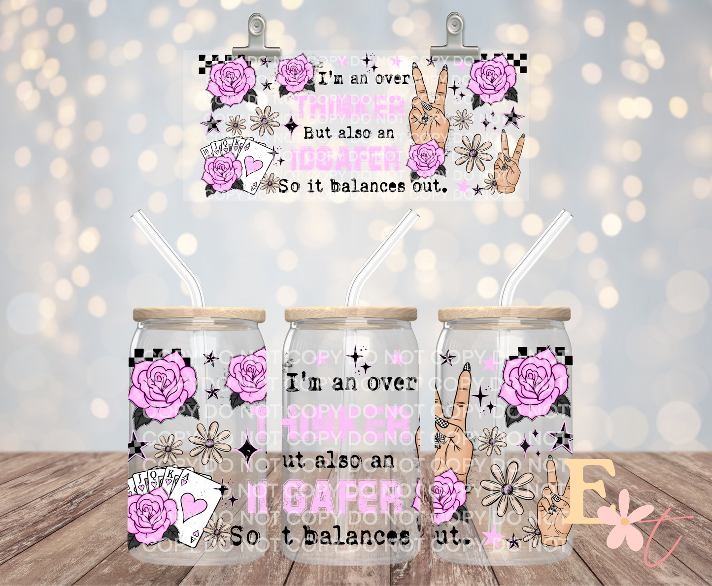 Overthinker 16oz UV DTF Wrap