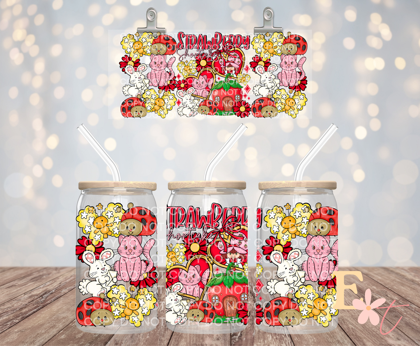 Strawberry Cake 16oz UV DTF Wrap