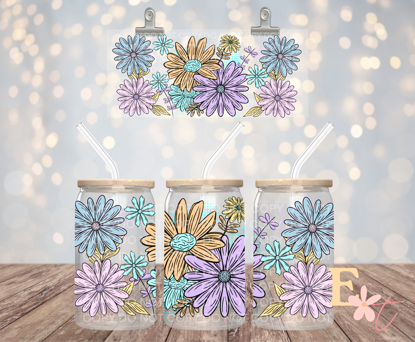 Floral Pastel 16oz UV DTF Wrap