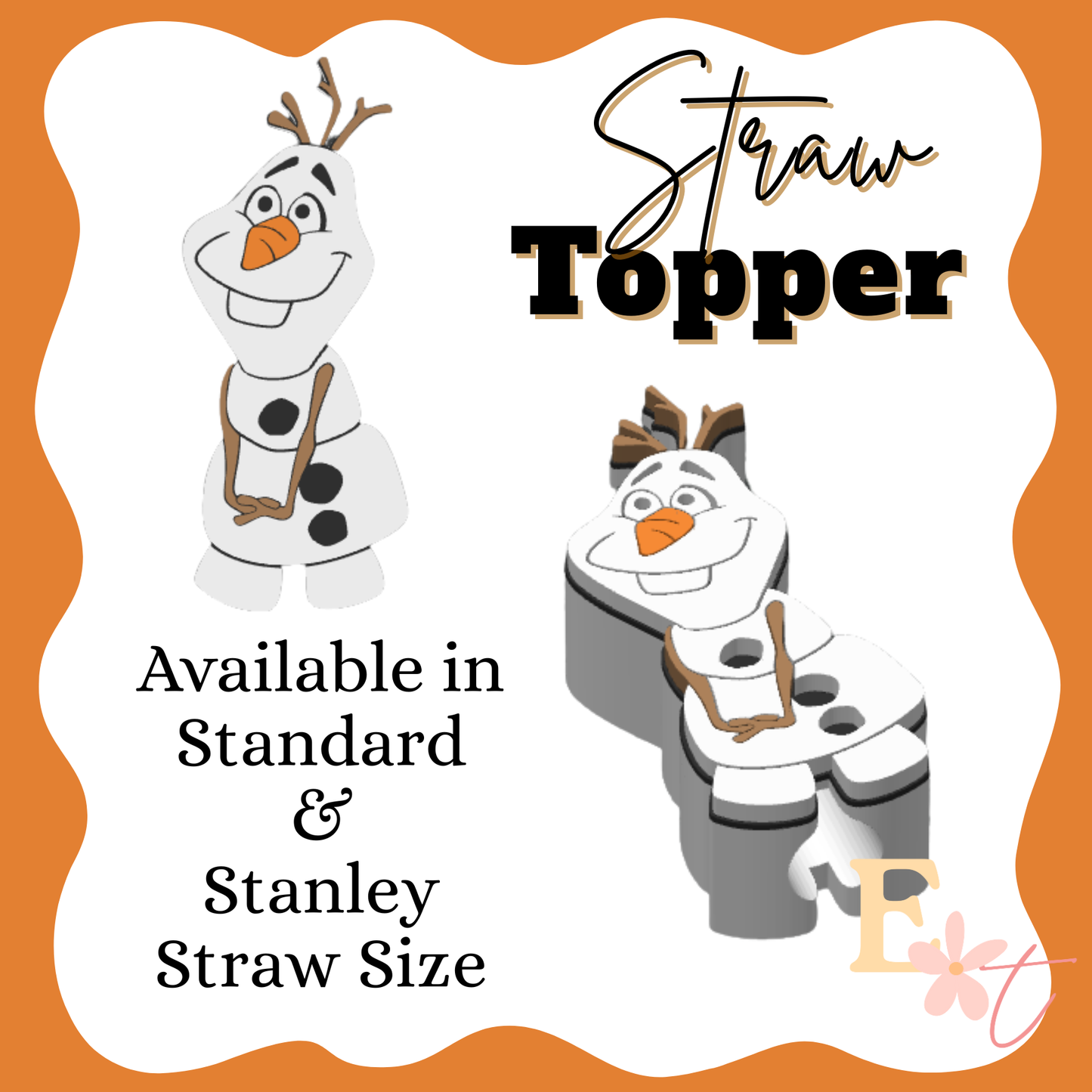 Snowman 3D Straw Topper