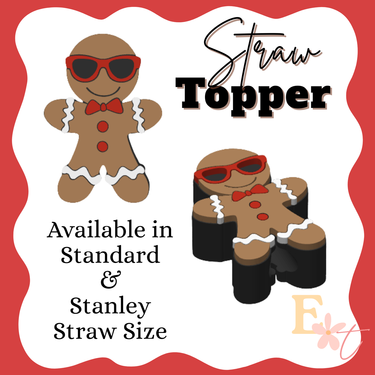 Gingerbread Man 3D Straw Topper