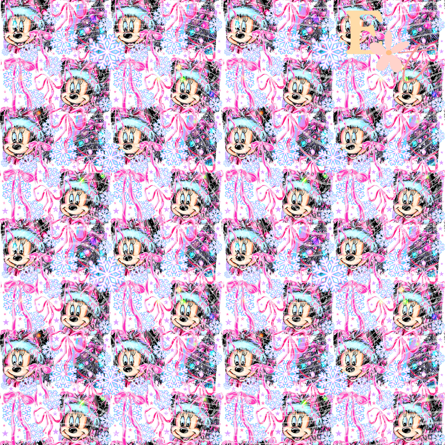 Pink Christmas Mouse Seamless Pattern
