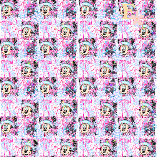 Pink Christmas Mouse Seamless Pattern