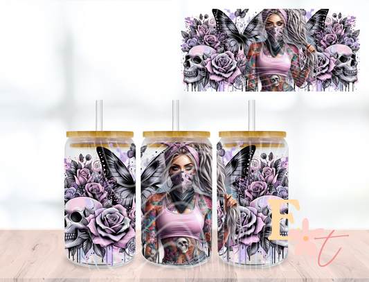 Tattoo Girl 16oz Libbey UV DTF Wrap
