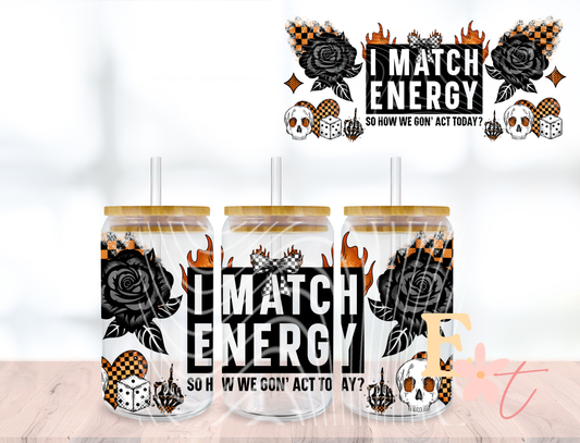 Match Energy UV DTF wrap for 16oz Libbey glass