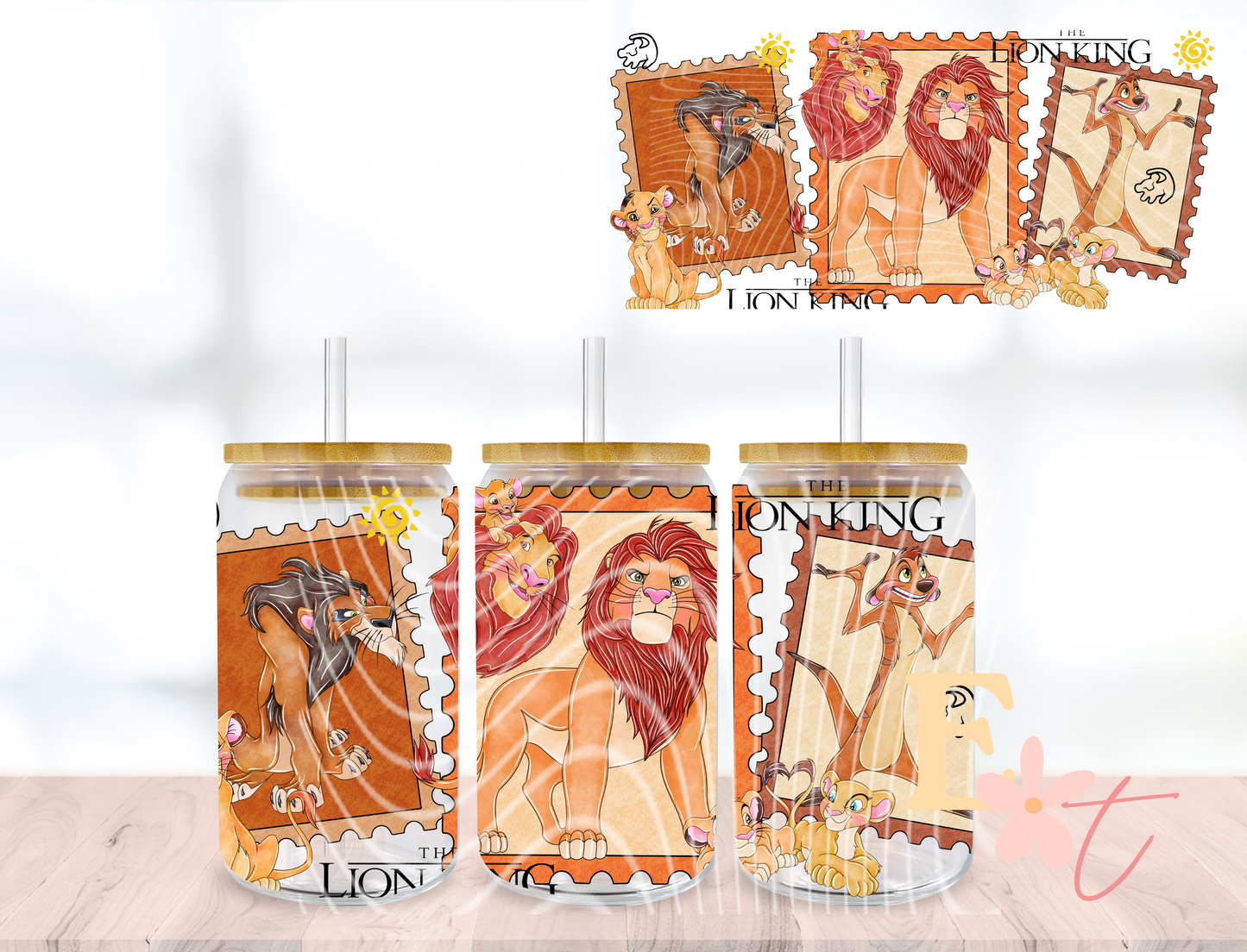 JR Seamless Pattern UV DTF wrap for 16oz Libbey glass